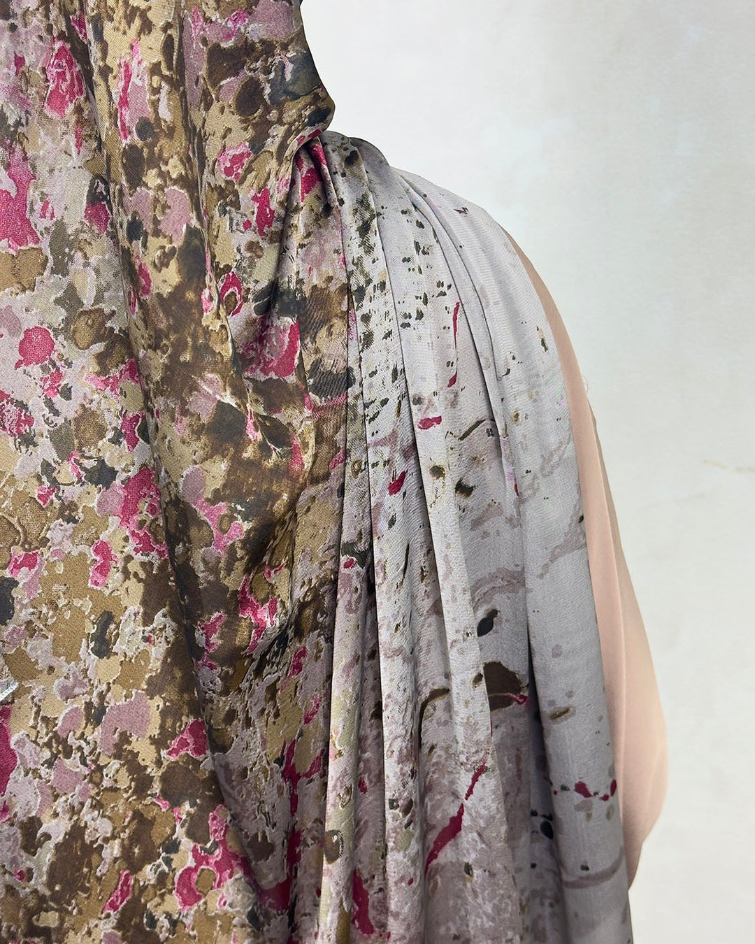 Brown and neutral hijab fabrics illustrating texture and drape for a cotton maxi hijab guide