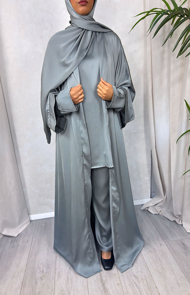 Dark sage 4-piece abaya set with matching scarf