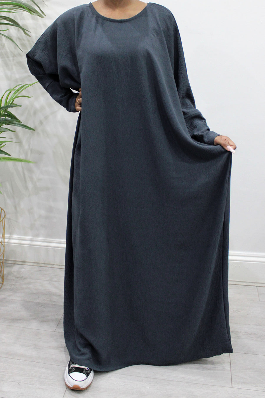 Anchor grey diamond-shaped khimar showing full chest coverage