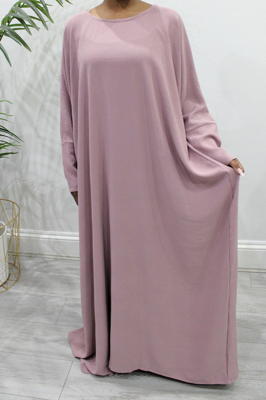 Cotton candy abaya and khimar set styled together