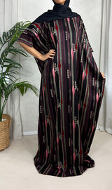 Black aztec print cotton baati maxi dress, full-length front view