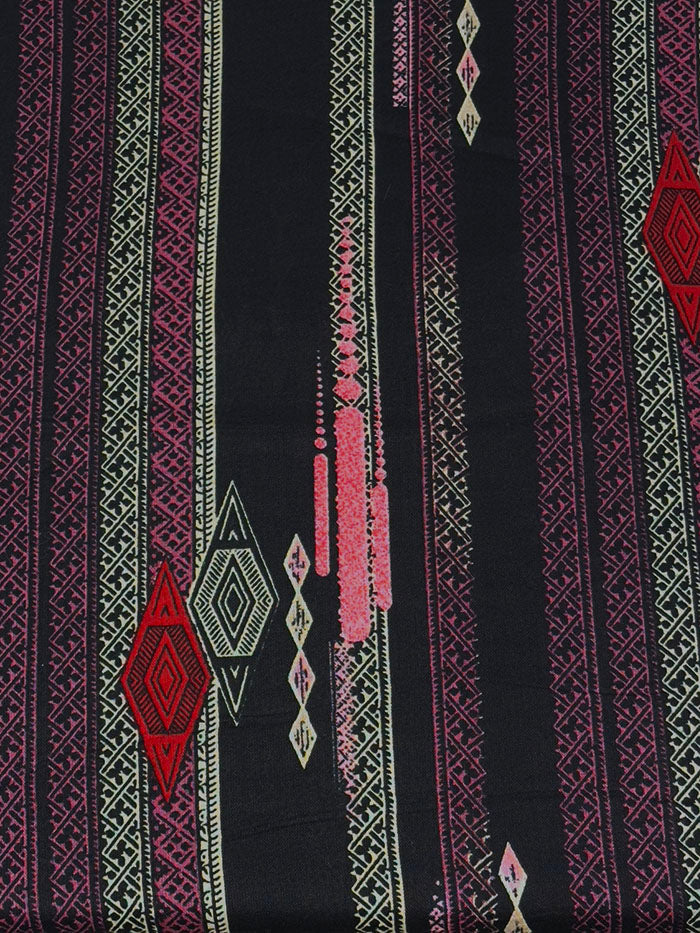 Black aztec print baati dress showing the geometric pattern and loose cut
