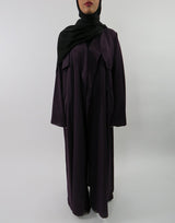 Deep purple Neda open maxi jacket with side pockets, front view