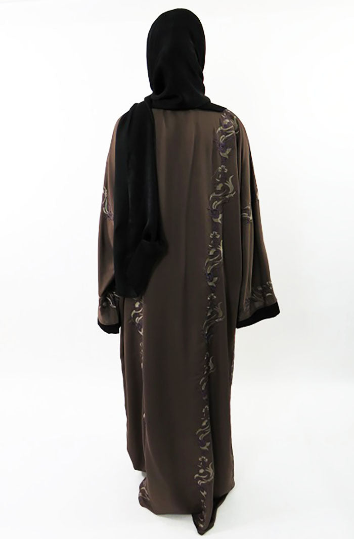 Embroidered closed Neda abaya, full length