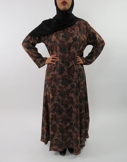 Floral print cotton maxi dress fabric and print detail