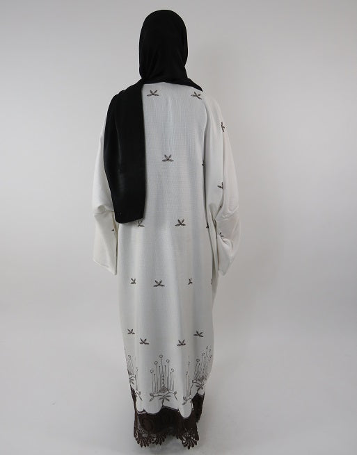 White full-length kimono jacket, side view