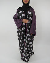 Full-length coat-style kimono jacket, front view