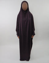 Marled jersey stretch overhead jilbab, full-length front view