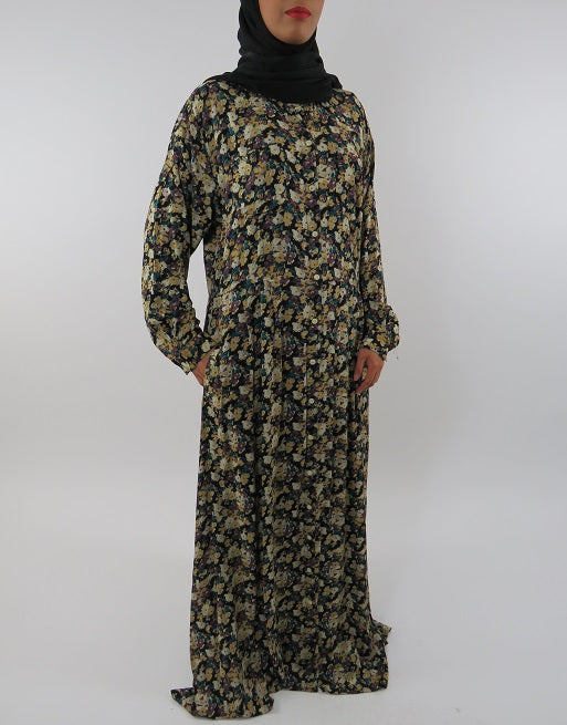 Full-length long sleeve pocket maxi dress side view