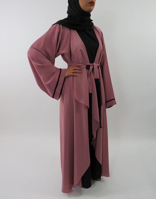 Lightweight open-front Neda abaya jacket, full length