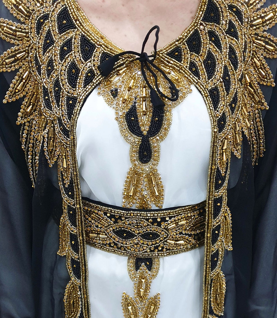 Free size Moroccan kaftan in crepe and georgette full length