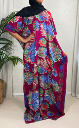 Multi-colour floral cotton baati maxi dress, full-length front view