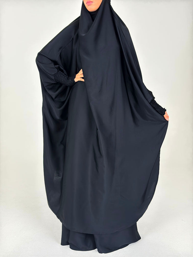 Black jilbab set maxi skirt with elasticated waist detail