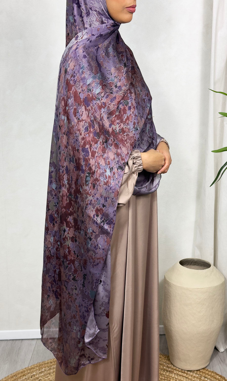 NEW XL Alcohol Ink Satin Chiffon Scarf – Multi Hues