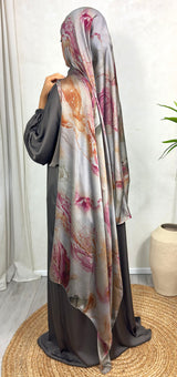 NEW XL Alcohol Ink Satin Chiffon Scarf – Orange and Crimson Hues