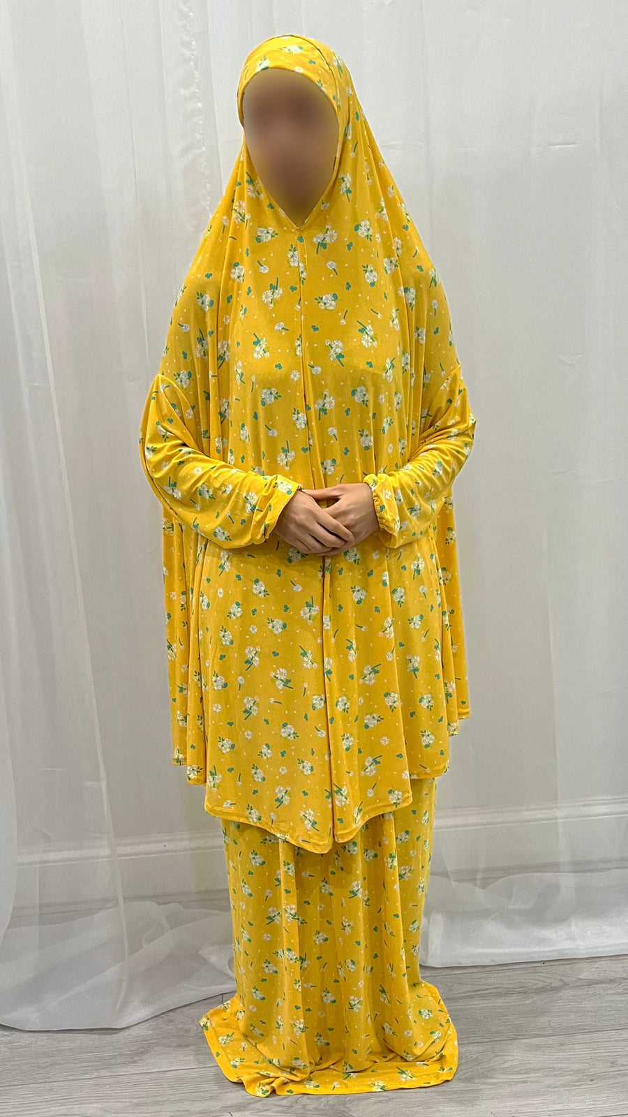 Bright yellow prayer skirt with elasticated waist