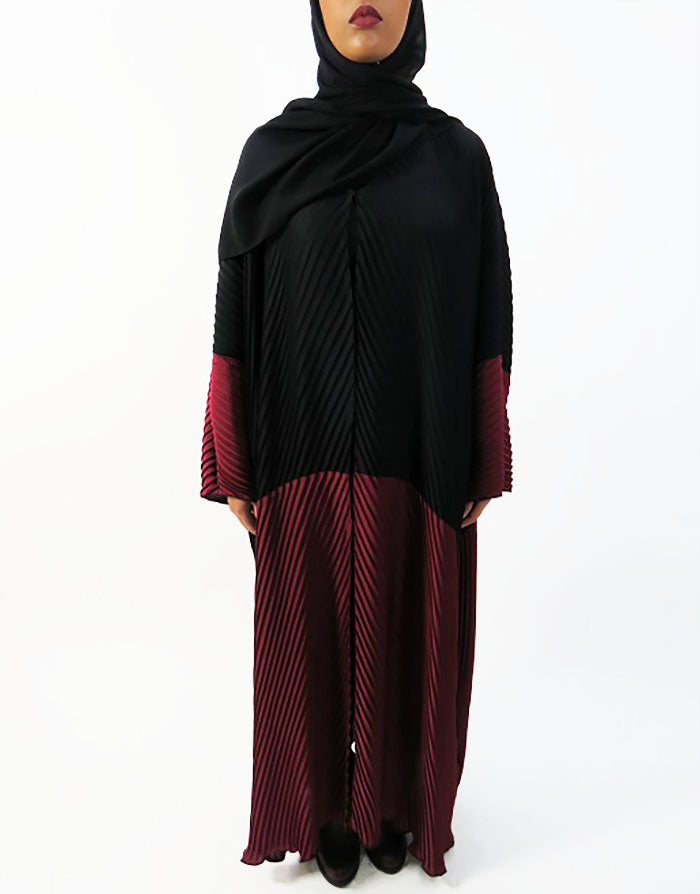 Pleated farasha open abaya, full length