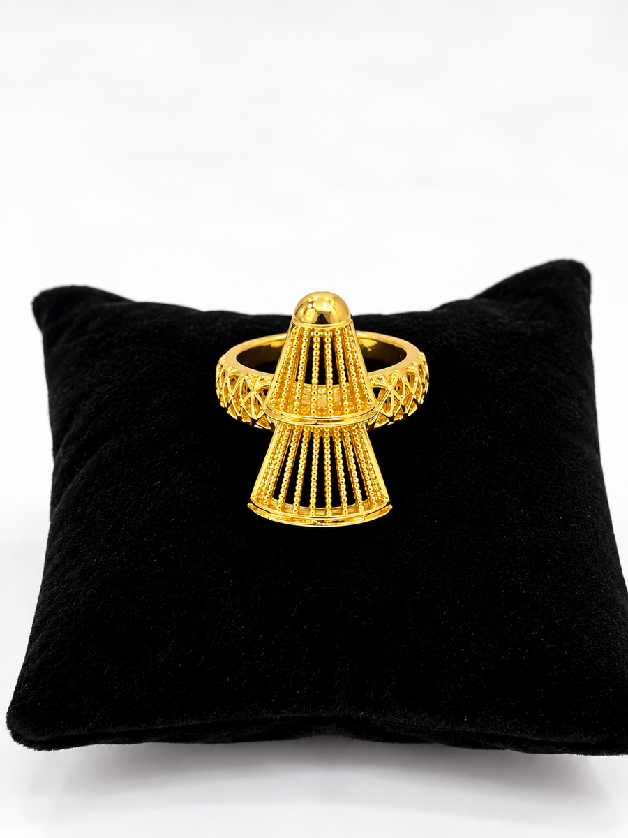 Gold-tone tiered cage statement ring