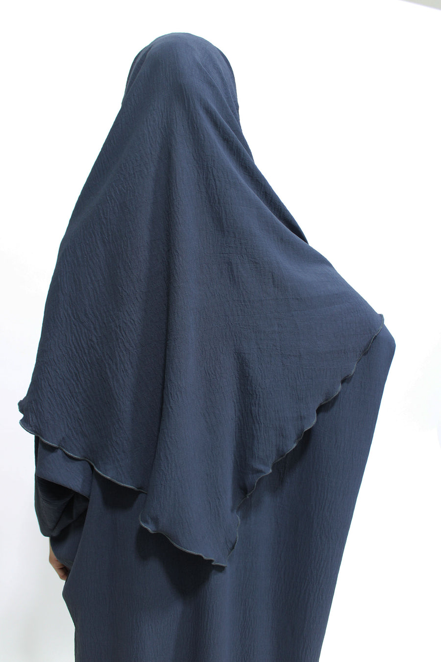 Slate grey girls' overhead abaya, full-length drape