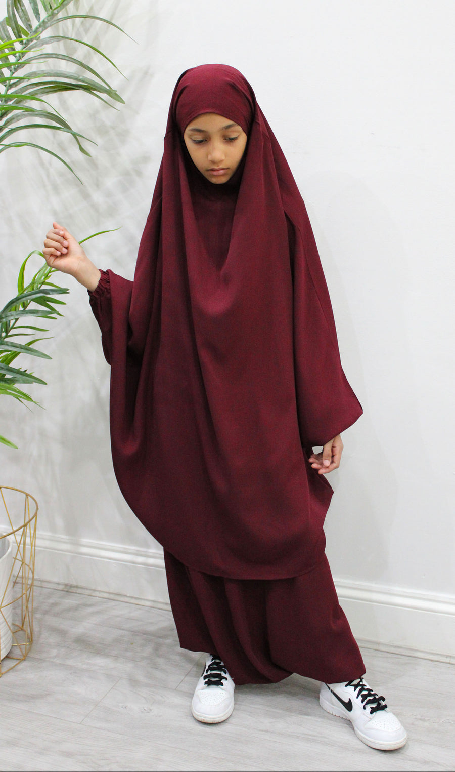 Maroon harem sarouel trousers with elasticated waist
