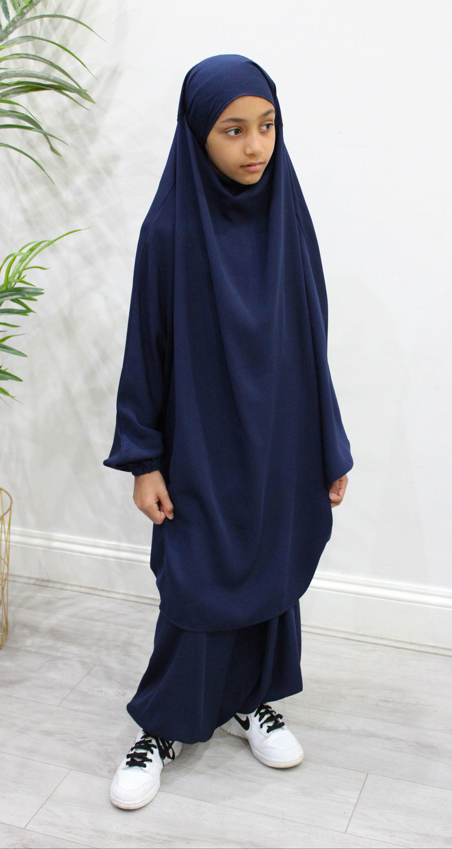 Navy harem sarouel trousers with elasticated waist