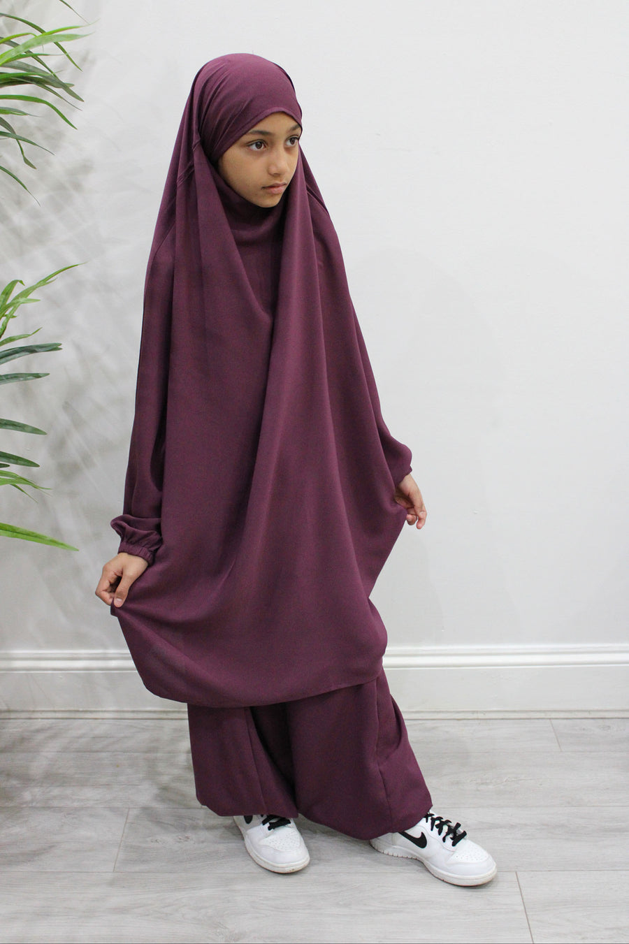 Plum harem sarouel trousers with elasticated waist