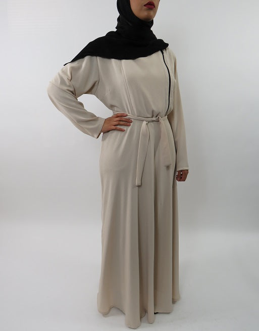 Back view of Amani's cream collared long-sleeve maxi dress