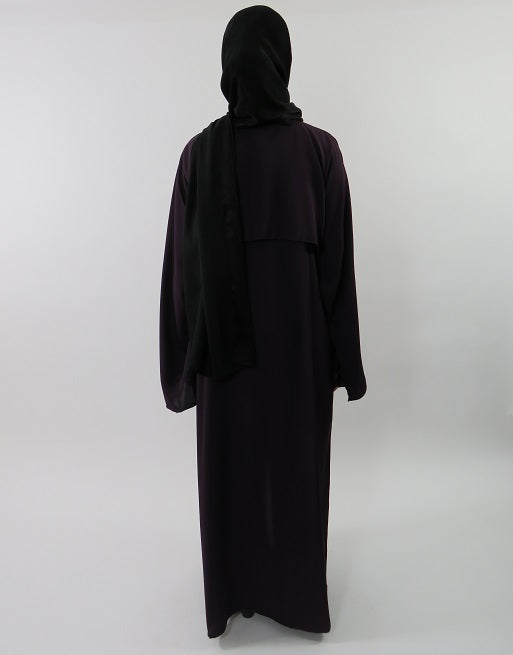 Deep purple silky Neda maxi overcoat, full length