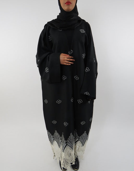 Full length long sleeve kimono jacket, front view