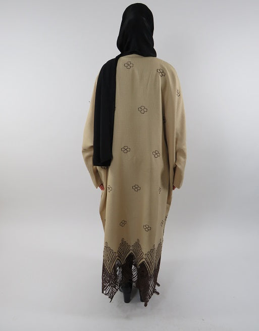 Full length kimono jacket abaya overcoat showing side drape