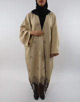 Full length long sleeve maxi kimono jacket, front view