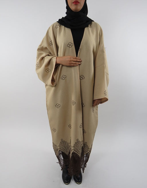 Full length long sleeve maxi kimono jacket, front view
