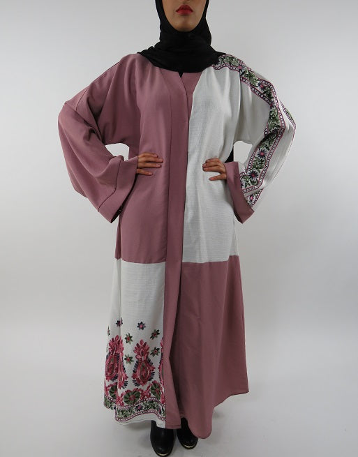 Full length kimono jacket layering piece, side view