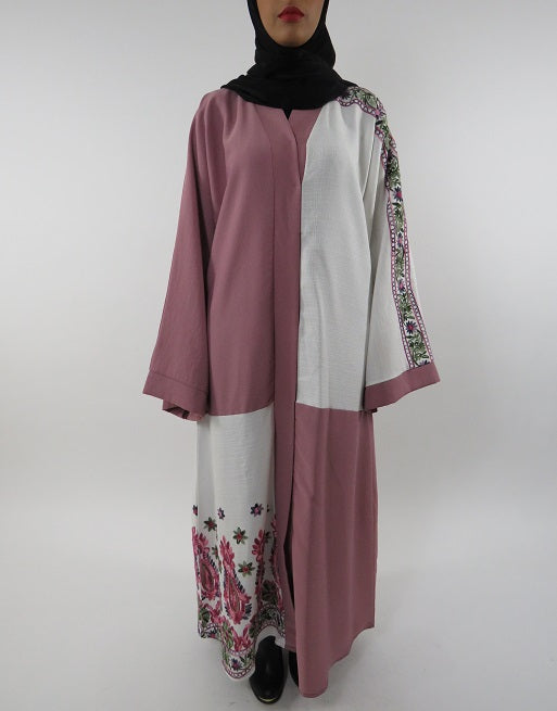 Full length open kimono jacket with long sleeves, front view