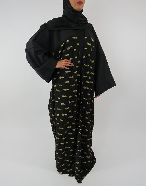 Black maxi kimono jacket showing drape