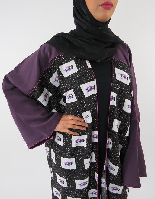 Full-length kimono jacket, side view