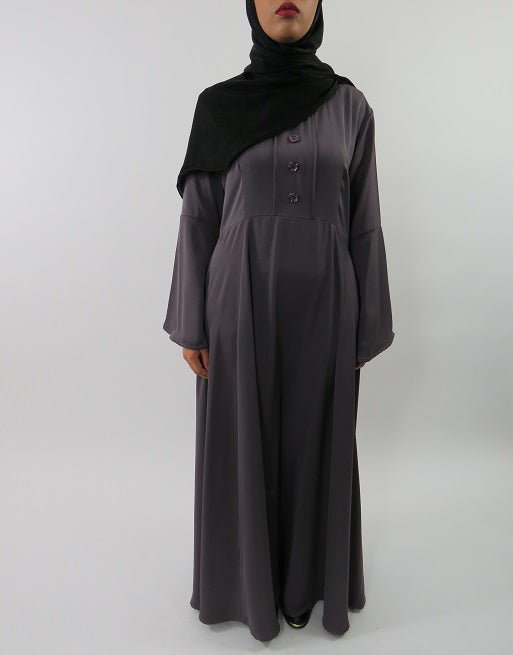 Bell-sleeve A-line modest maxi dress, front view