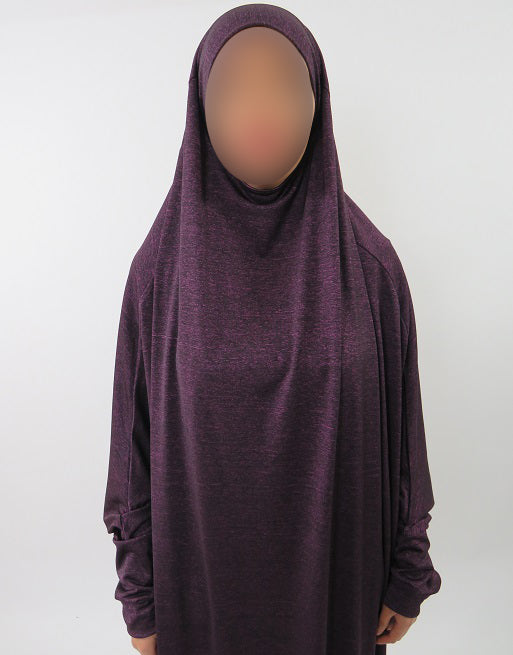Slim sleeve and drape detail on the marled jersey jilbab
