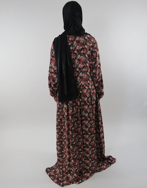Full-length long sleeve maxi dress side pocket detail