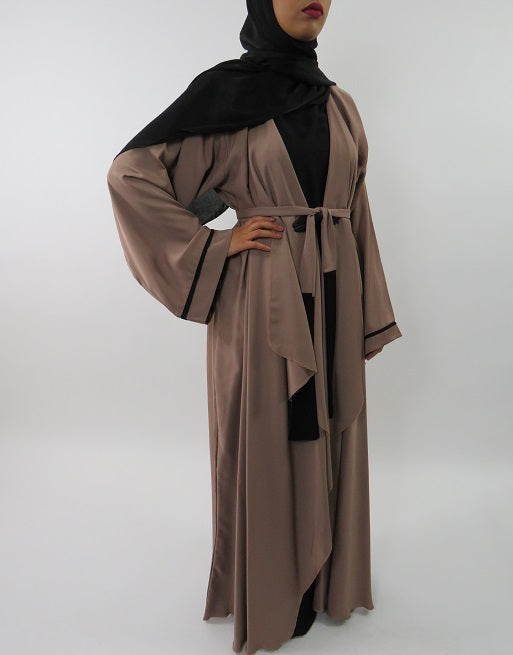 Silky Neda open abaya, side view