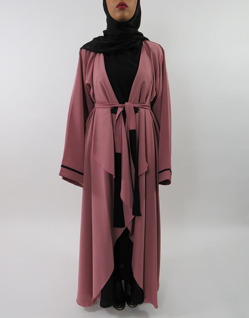 Silky Neda open abaya jacket, front view