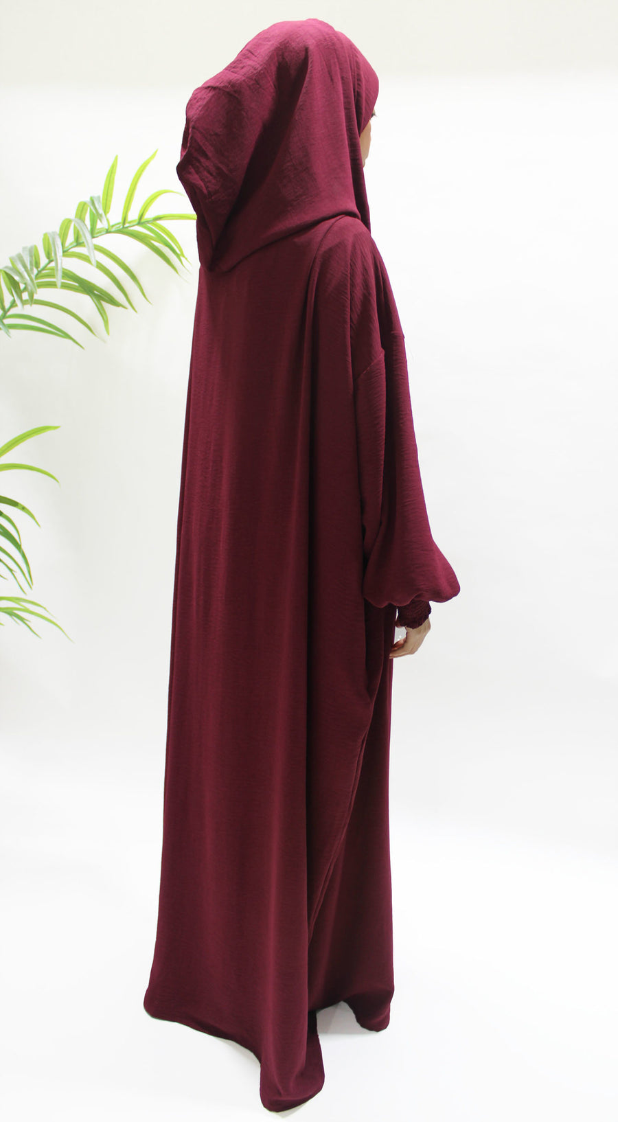 Close-up of the burgundy Cey fabric
