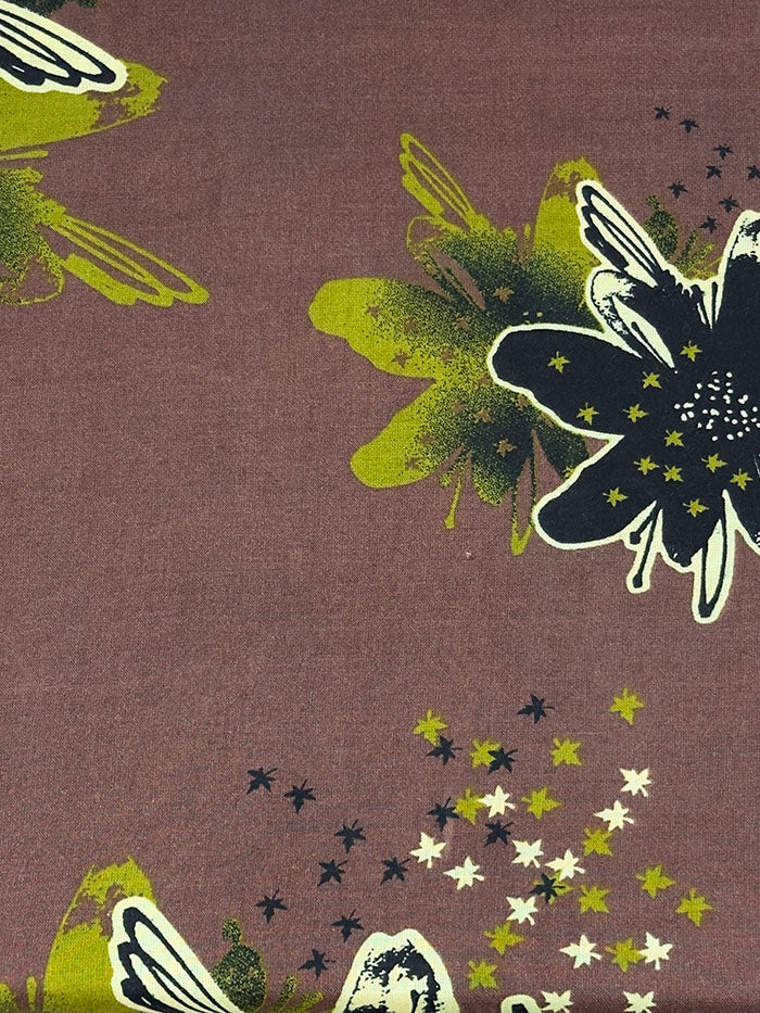 Cocoa floral baati dress showing the rich brown floral print