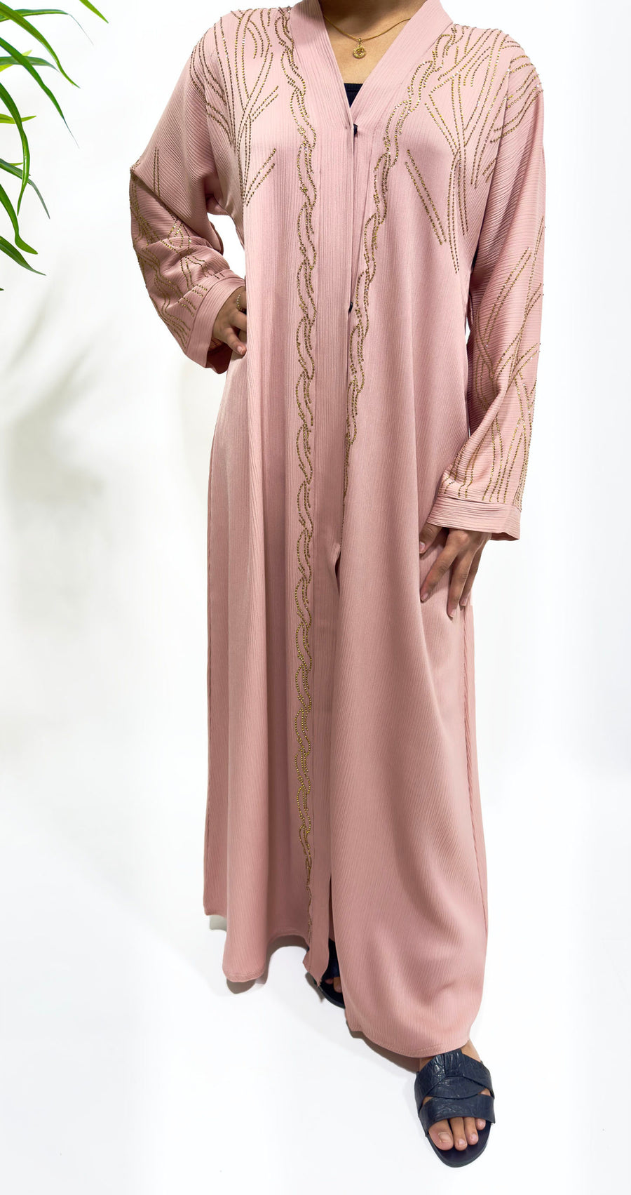 Matching scarf with Amani's blush girls' open abaya