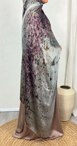 NEW XL Alcohol Ink Satin Chiffon Scarf – Purple Hues