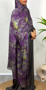 NEW XL Alcohol Ink Satin Chiffon Scarf – Purple