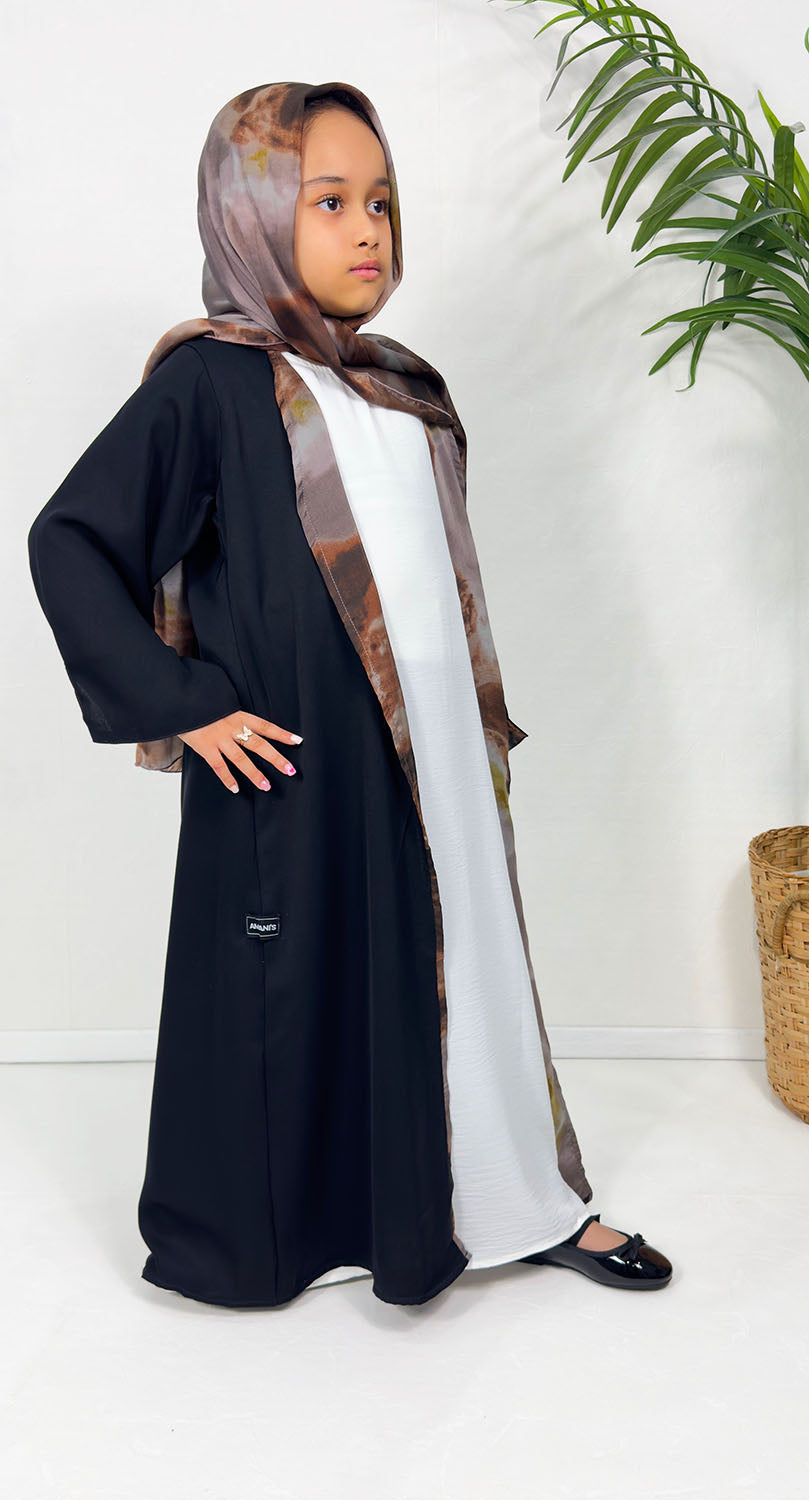 Matching satin chiffon scarf for the girls' open abaya