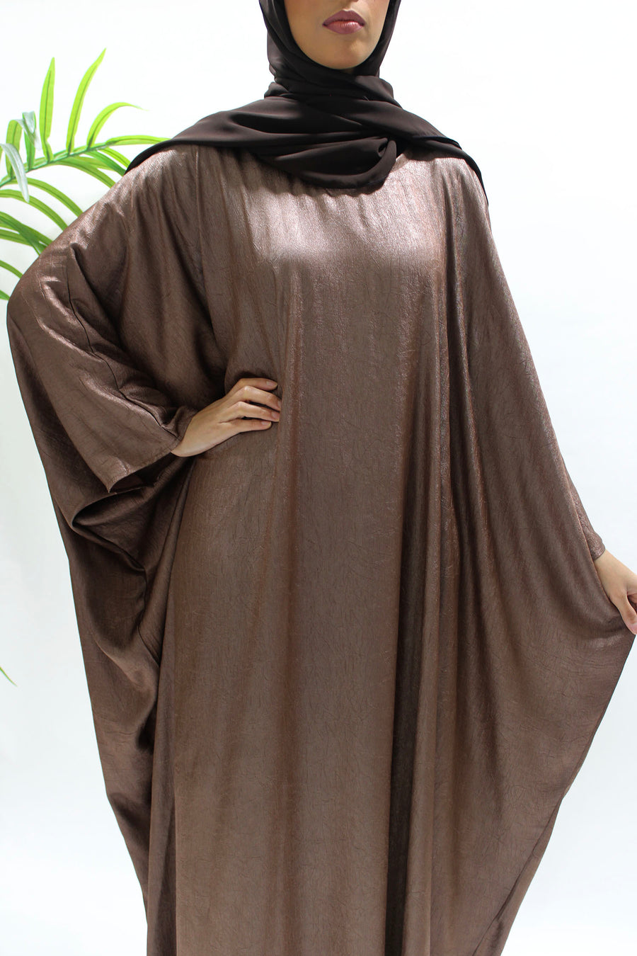 Close view of the brown crushed fabric texture