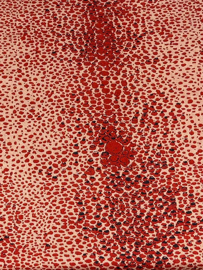 Red leopard print baati dress showing the loose, flowing shape