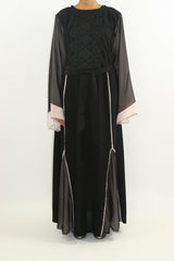 Amani's designer Neda closed abaya, front view